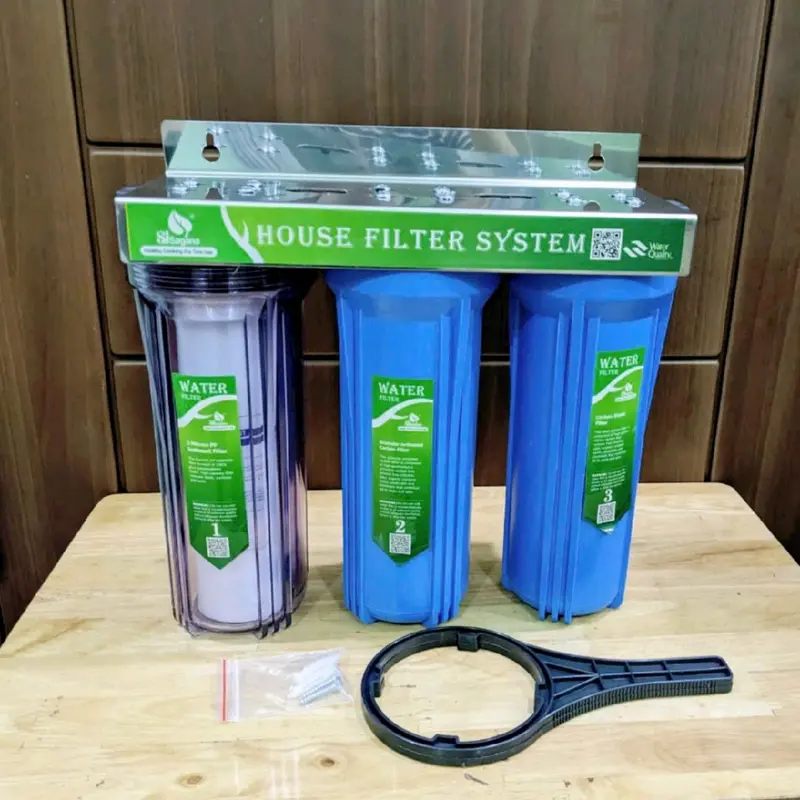 Bộ Lọc Thô Sinh Hoạt 3 cấp 10inch - Loại 3 ly xanh dương nước _ 5