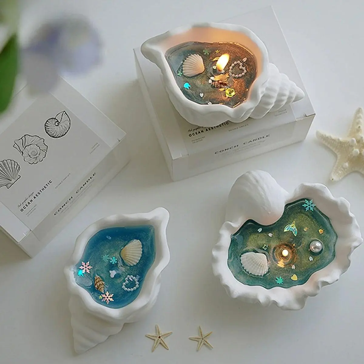 Aromatherapy Candle, 1 Count Summer Atmosphere Candle, Handmade Creative Waves Beach Swimming Pool Outdoor & Indoor Decoration, Ornaments