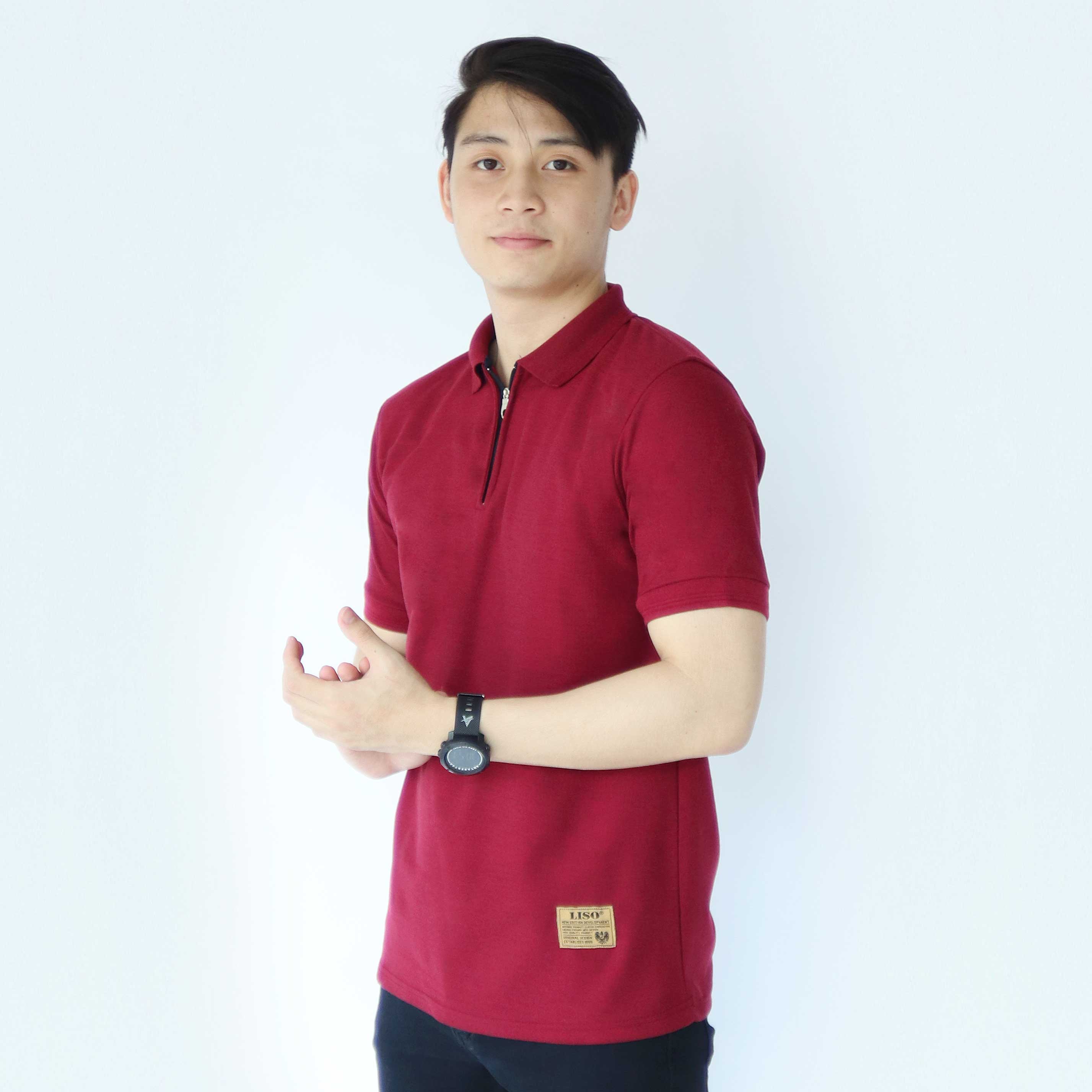 Kaospolos Kaos polo shirt Zipper lengan pendek | kaos pria kerah polo Zipper size L XL XXL Panjang kaos  pria