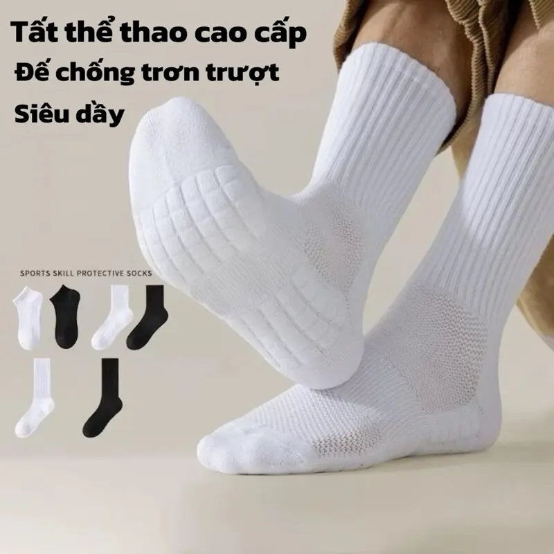 Tất thể thao nam nữ Cao cấp siêu dầy co giãn 4 chiều thấm hút tốt - Sport