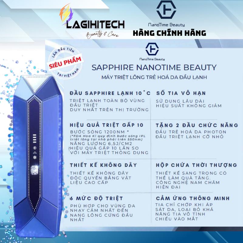 Máy Triệt Lông Công Nghệ IPL Sapphire Lạnh NanoTime B65Pro / B65Pro Diamond Hàng Chính Hãng - Bảo Hành 24 Tháng