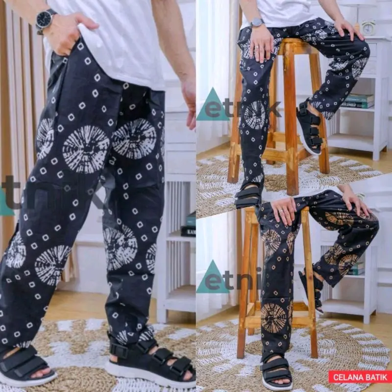 Celana Santai Boim Pria Wanita Dewasa Motif Batik Santai Kain Katun Karet