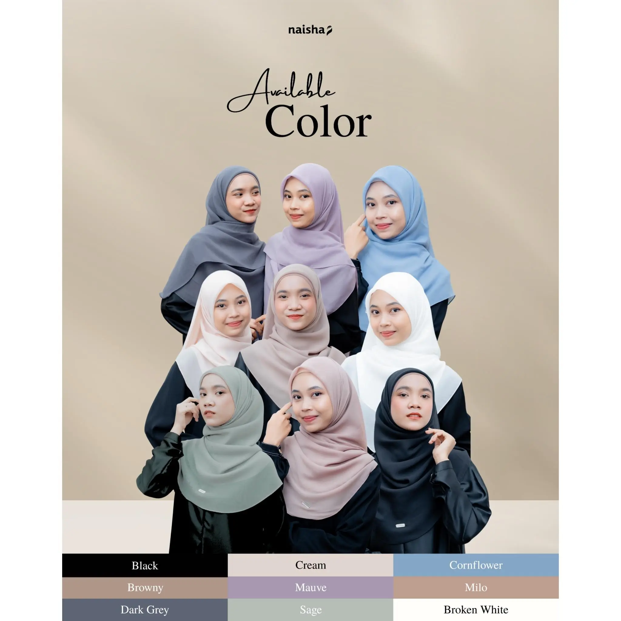 Naisha Official Hijab Zanita Malay Jilbab Poly Cotton Premium Muslim Kerudung Wanita Sporty Ceruty Instan Dewasa Khimar