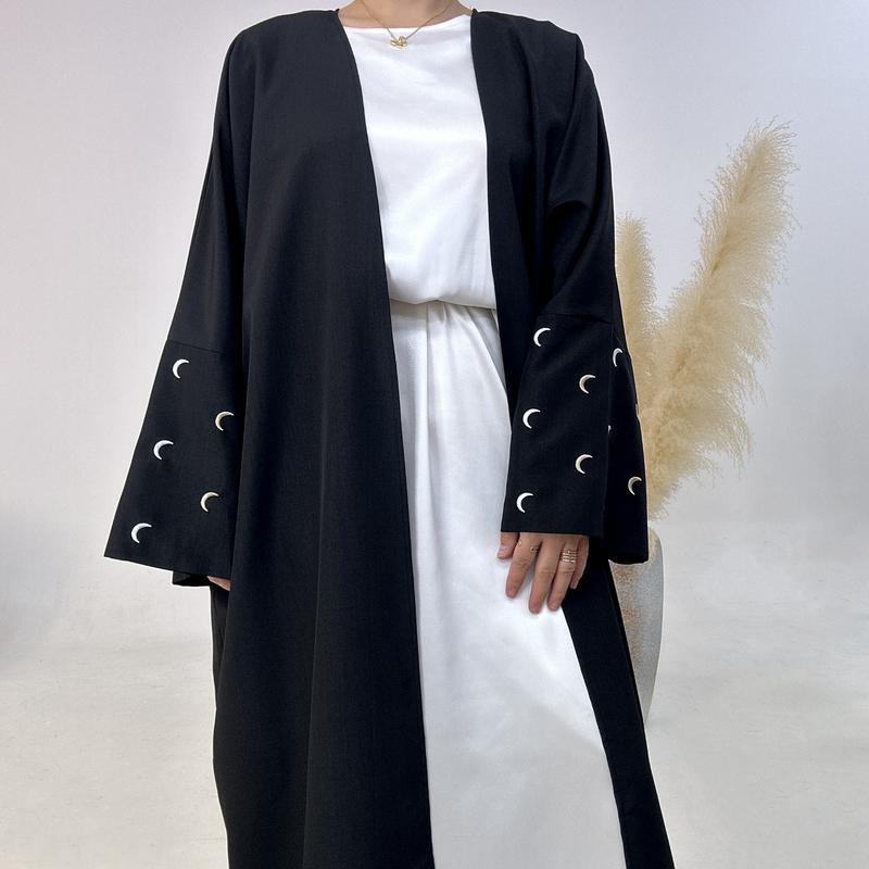 Product Introduction of Muslim 2025 Dubai Middle East Turkey Embroidery Elegant Cardigan Dress Robe Breathable Sunscreen 14