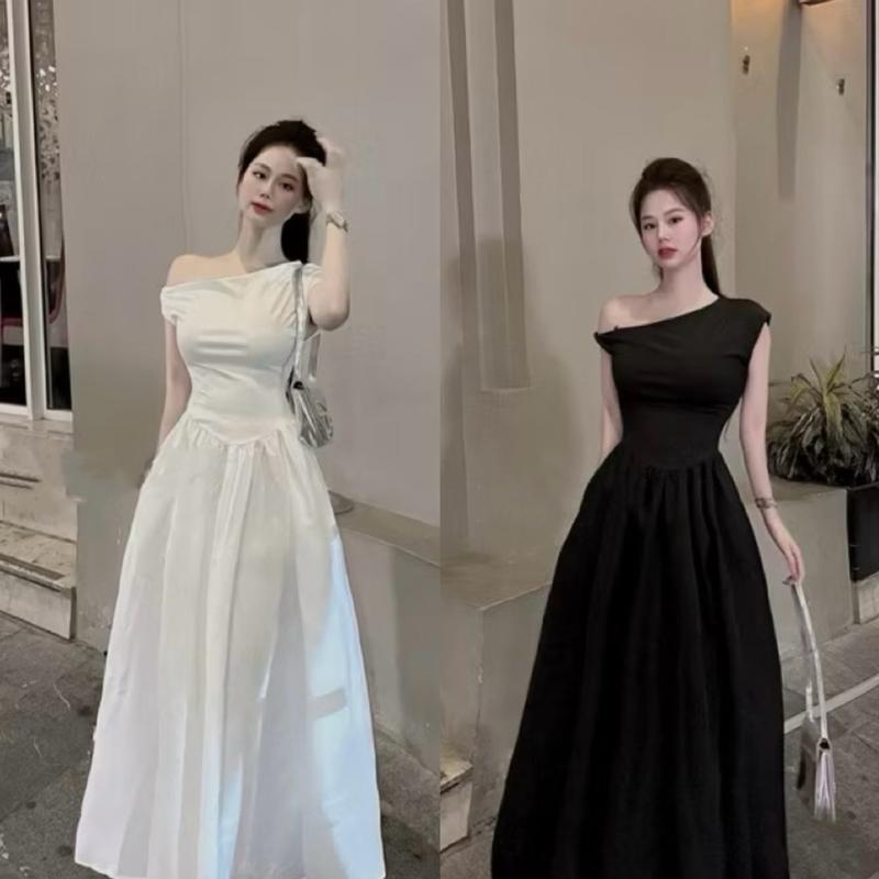 Váy Maxi Lệch Vai Sang Chảnh Dự Tiệc Có Túi Hai Bên 4