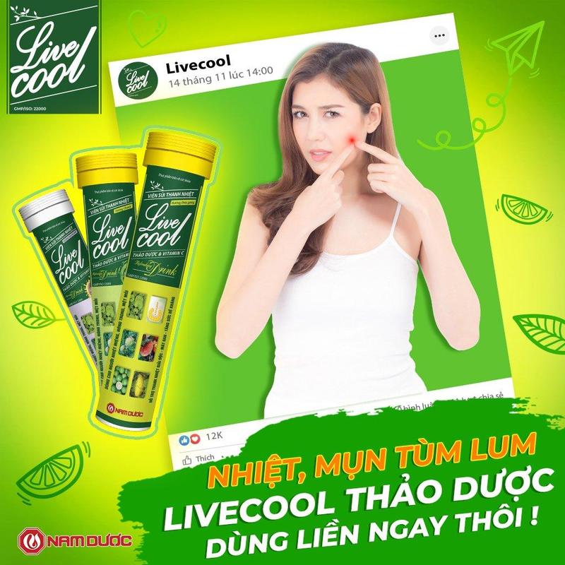 Viên sủi thanh nhiệt Livecool Nam Dược hương chanh 16 viên x4g 5