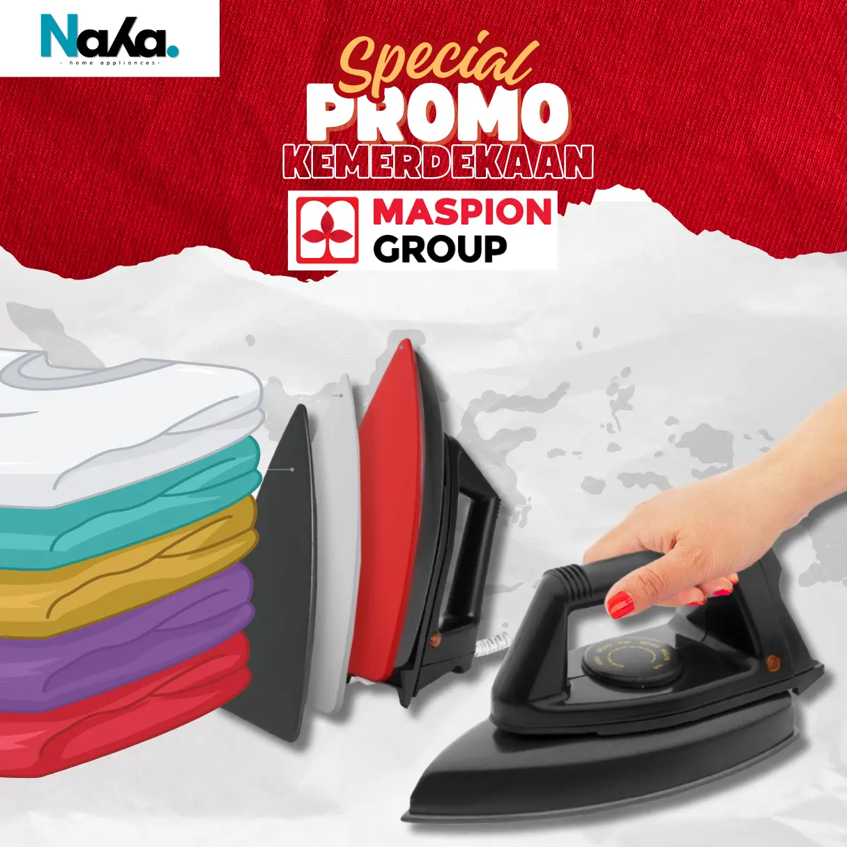 Setrika Maspion Automatic Iron EX-1000 Gosokan Baju Termurah Black Kabel