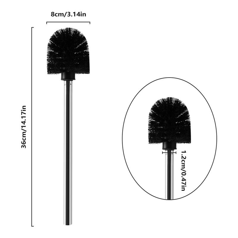 Replacement Stainless Steel WC Bathroom Cleaning Toilet Brush Black Head 4