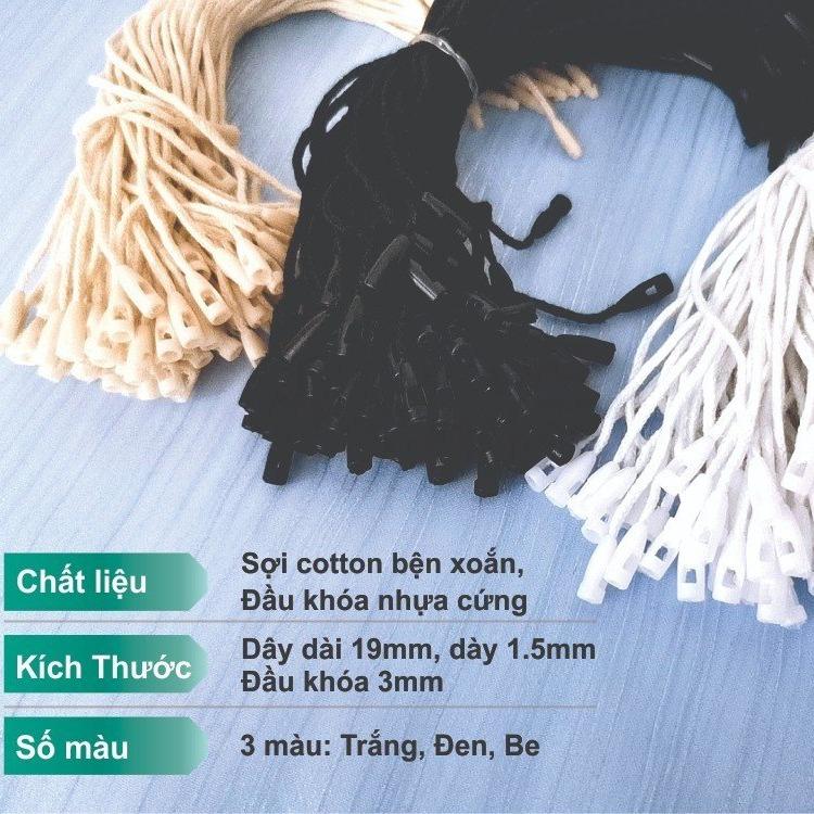Dây treo tag quần áo treo thẻ bài tag mác 1 bó gồm 100 sợi chất liệu cotton mềm mịn nhận làm dây treo khắc Logo thương hiệu