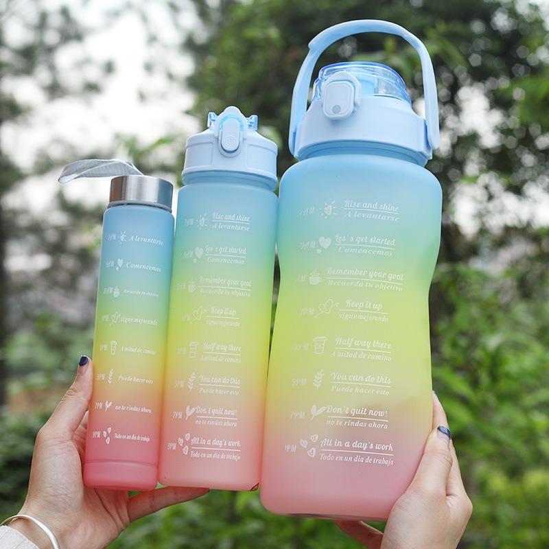Product Introduction of 900-2000ml 3pcs Set with Time Graduated Space Cup Gradient Water Cup High Capacity Plastic Cups Portable Outdoor Travel Gym Bottles 27