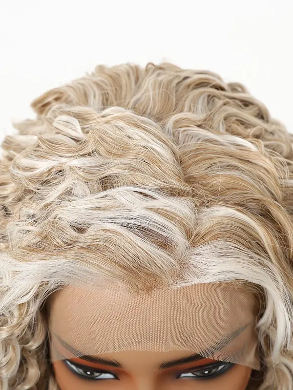 Long Wavy Wigs for Women, Gorgeous Fluffy Wigs without Bangs, Synthetic Lace Front Wigs for Party, Daily Use 7