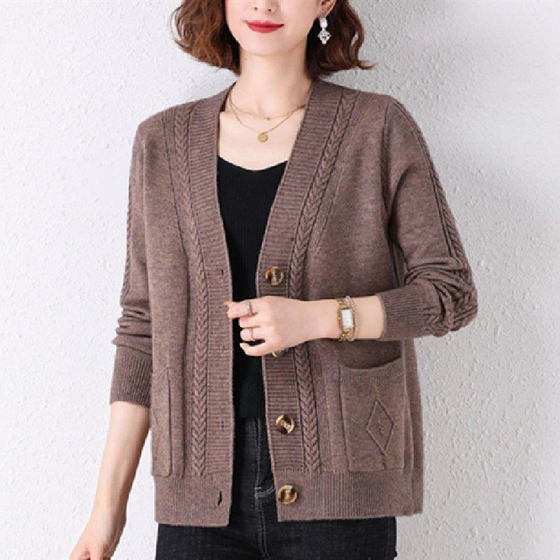 Áo Cardigan Len Cho Mẹ TRUNG NIÊN, Dành Cho Nữ, Hàng Mới Về Mùa Xuân Và Mùa Thu 2025, Phong Cách Phương Tây, Có Thể Mặc Ngoài Trời, Áo Khoác Nhỏ Dệt Kim Thời Trang, Áo Dáng Rộng 6