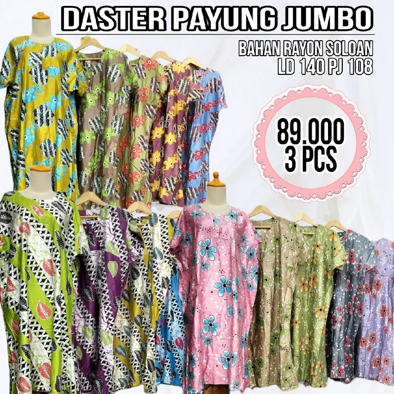 4 pcs daster payung jumbo Ld 140 cuma 120.000 motif Bunga 0