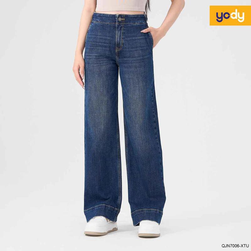   SALE 70%  YODY Quần Jeans Nữ Ống Rộng Cạp Eo Điều Chỉnh QJN7006 