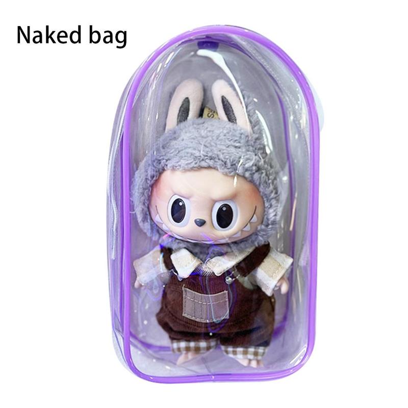 Product Introduction of [Only Bag] Transparent Storage Bag For 15-17CM LABUBU Dust Proof Cotton Doll Baby Walking 19cm Hanging Bag 24