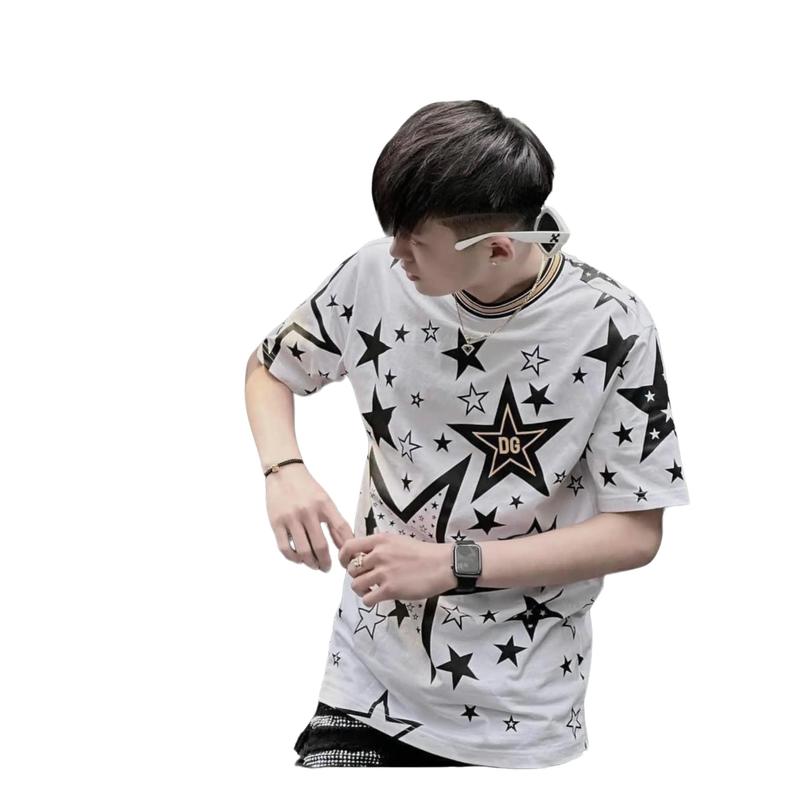  ÁO THUN  AN THUYÊN NHIỀU SAO DG MÀU TRẮNG Nam Menswear Cổ Tròn 