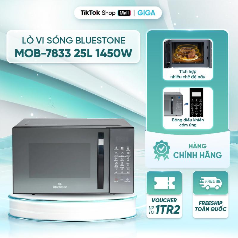 Lò Vi Sóng Có Nướng BlueStone MOB-7833 25 Lít 1450W - Thiết bị gia dụng, 8 chế độ tự động, nấu nhanh, hâm nóng, rã đông, nướng, nướng kết hợp vi sóng 0