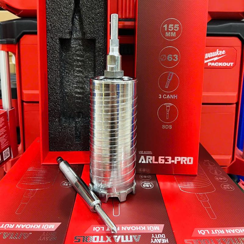 Mũi rút lõi Amaxtools phi 63mm,mũi rút lõi tường bê tông cho máy khoan đầu kẹp