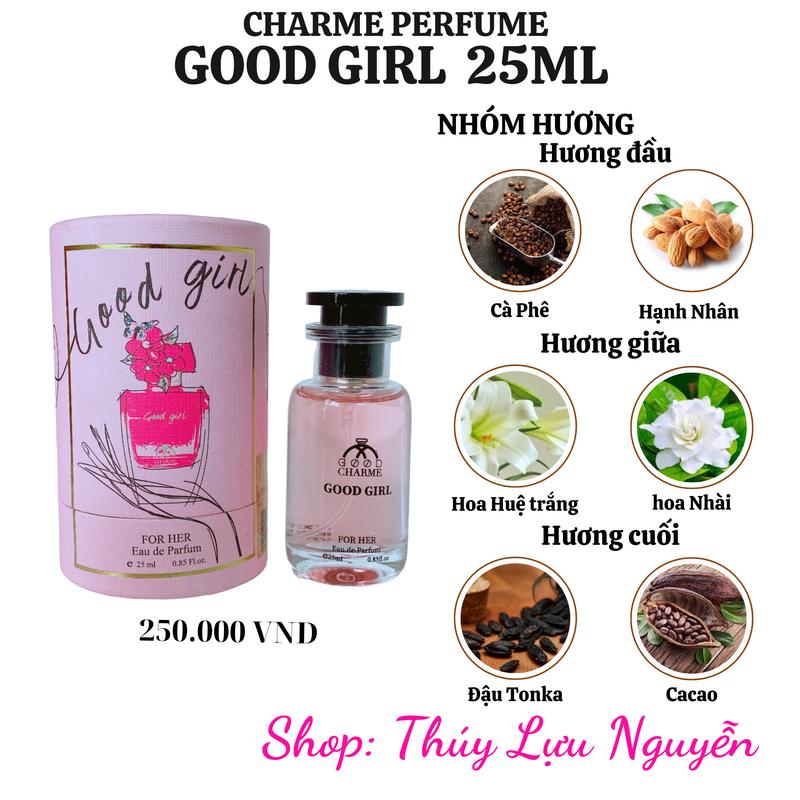 Nước hoa nữ Charme Good Girl 25ml dạng xịt - ngọt ngào dịu dàng nữ tính.  Women Perfume Xịt Thơm Cosmetic