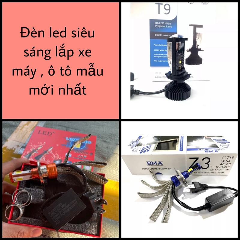 Đèn Pha Led Xe Máy Mini Bi Cầu T9, Wave, Sirius, Vision Ab 2023, Winner, Exciter 150 Ex 135, Sh mode, Vario