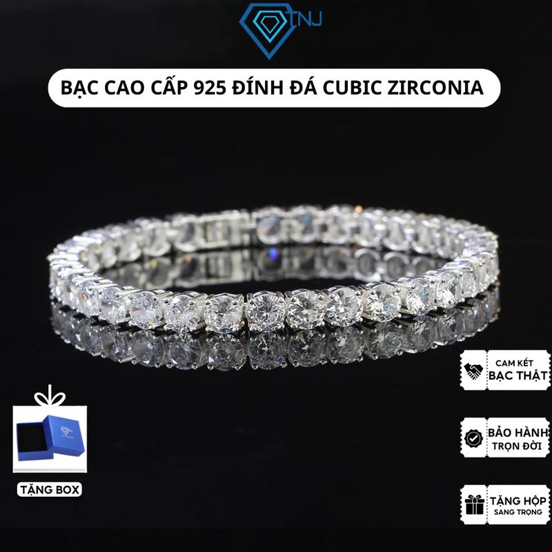 Lắc tay bạc nam tennis đính đá 5 ly cá tính LTA0112 - Trang Sức TNJ