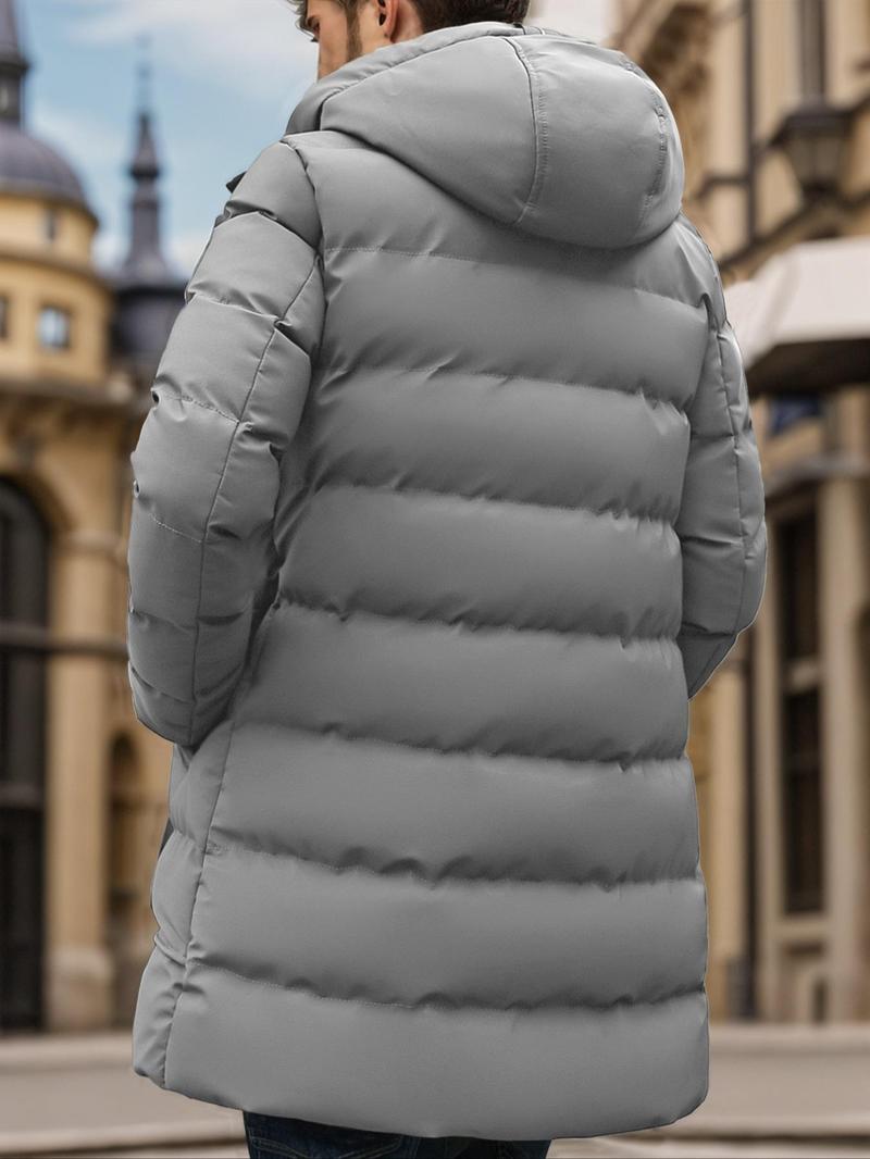 Product Introduction of Men's Solid Zip Up Thermal Lined Hooded Winter Coat, Regular Fit Casual Long Sleeve Drawstring Pocket Outerwear for Fall & Winter, Men's Clothes for Daily Wear 19