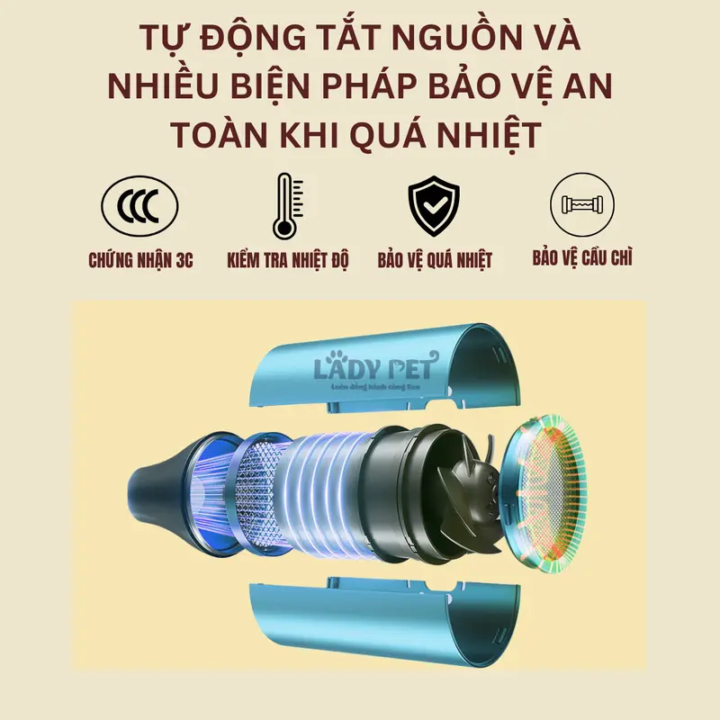Máy Sấy Lông Chó Mèo Lady Pets 3in1 - 3 Đầu Sấy Linh Hoạt, Sấy Nhanh - LadyPetShop 5