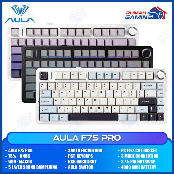 Lpatop Keycaps Promo Aula F75 PRO - 75% Compact - 3 Mode - Gaske Mount - RGB - PBT ...