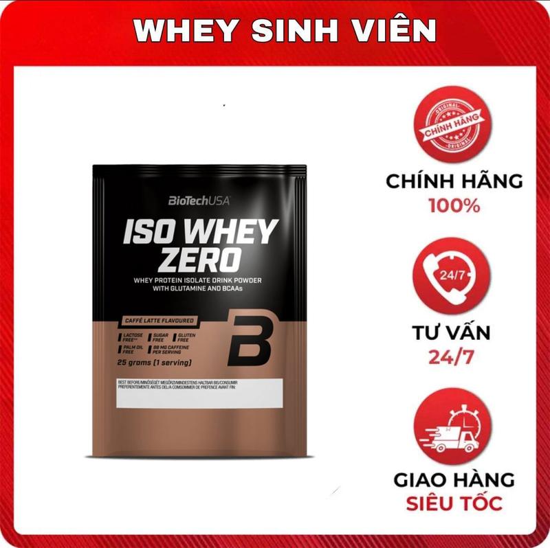 Chính hãng SAMPLE ISO WHEY ZERO Thực phẩm bổ sung BiotechUSA Gói 25g TẠI WHEY SINH VIÊN