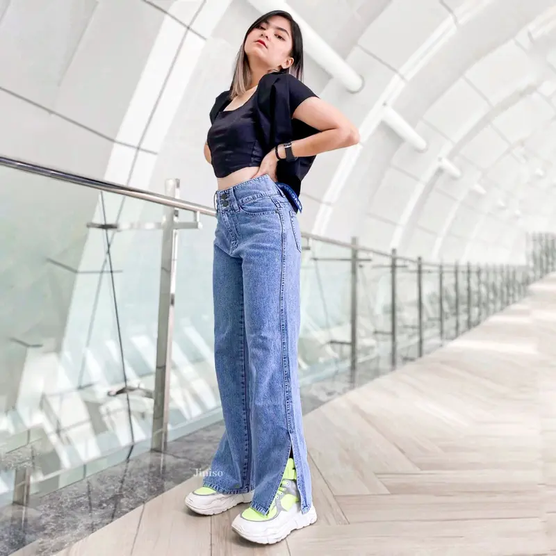 HANGOVER - JINISO Loose Slit Celana Jeans Wanita Highwaist 4