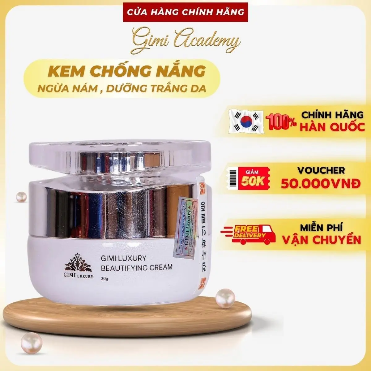 Kem Chống Nắng Gimi Official Store 30G - Tăng Cường Dưỡng Trắng Từ Bên Trong - Giảm Các Dấu Hiệu Lão Hóa Sớm