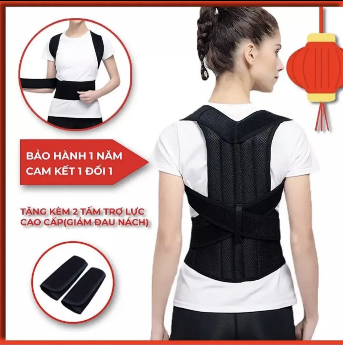 Đai chống gù lưng nam nữ Back Pain [Tặng kèm 2 tấm trợ lực]