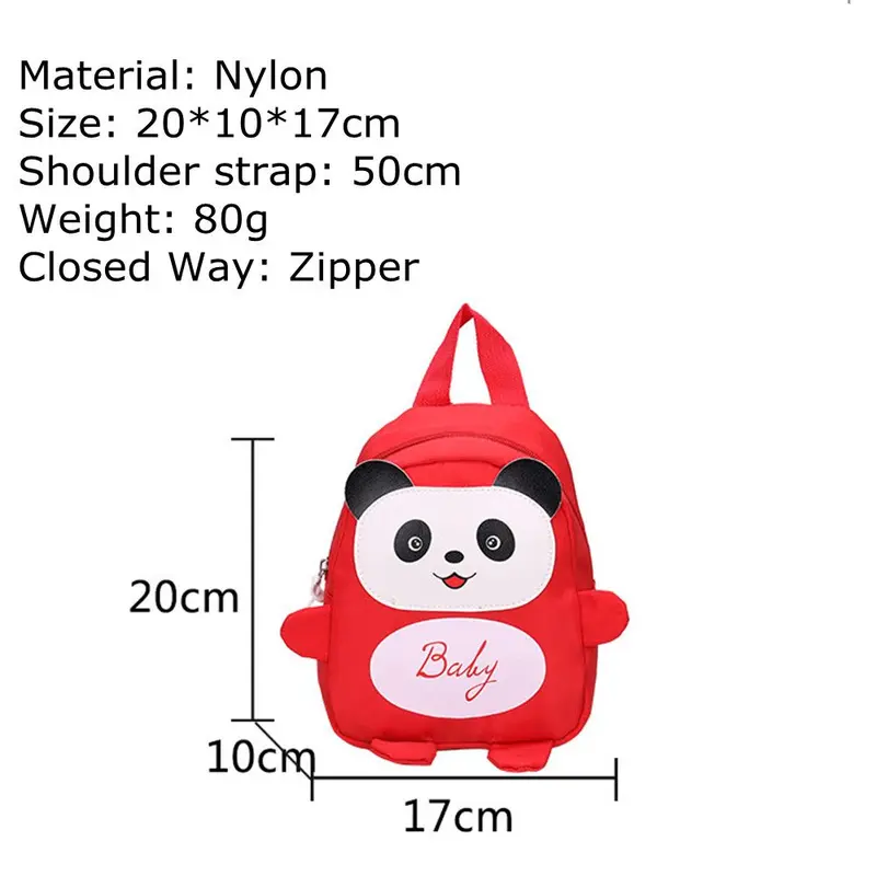 Ba lô mini du lịch, Thiết kế hoạt hình gấu trúc dễ thương, Thích hợp cho trẻ mầm non và trẻ mới biết đi, Túi đi học, Chống thất lạc 8