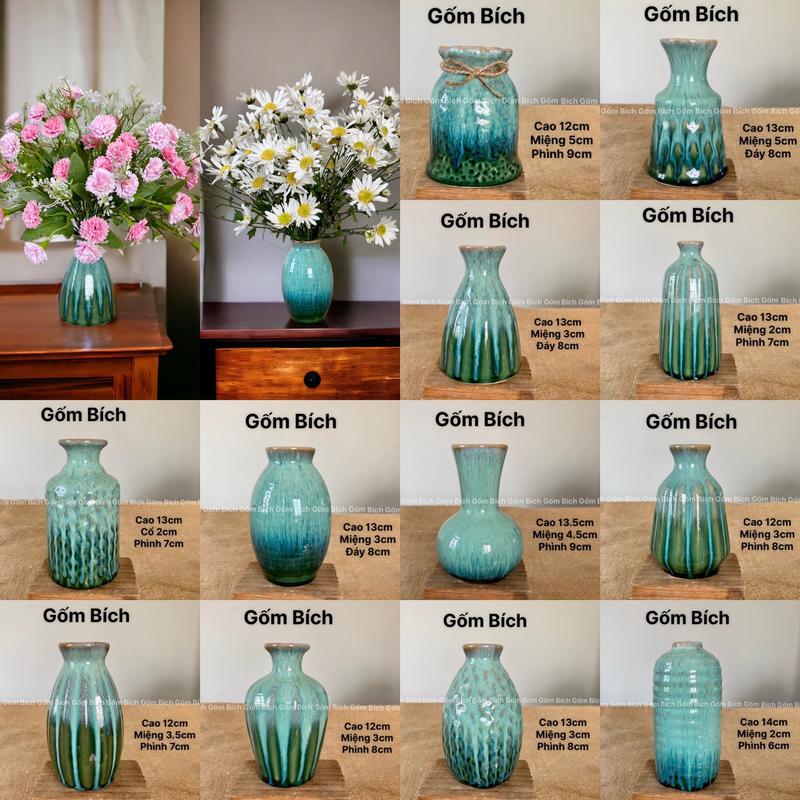 Bình hoa Mini Men Bạch Ngọc Cắm Hoa Decor Gốm Sứ Bát Tràng