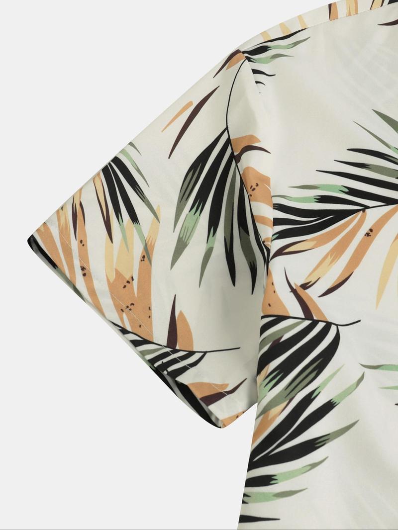 Product Introduction of Men's All Over Print Short Sleeve Shirt, Regular Fit Casual Button Closure Top for Summer, Men's Clothes for Beach Vacation 9