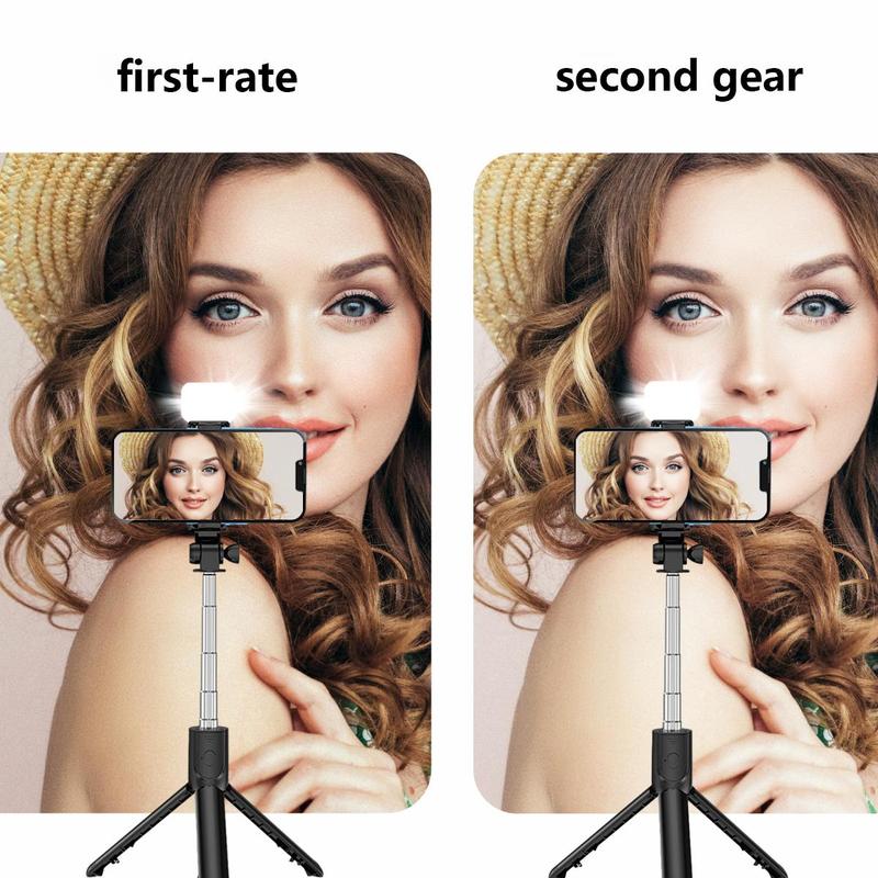 Product Introduction of Portable Selfie Stick Tripod, 1 Count Handheld Selfie Stick with Fill Light, 360 Degree Rotatable Phone Tripod, Universal Phone Accessories for Live Streaming, Phone Camera Stabilizer, Vlogging 5