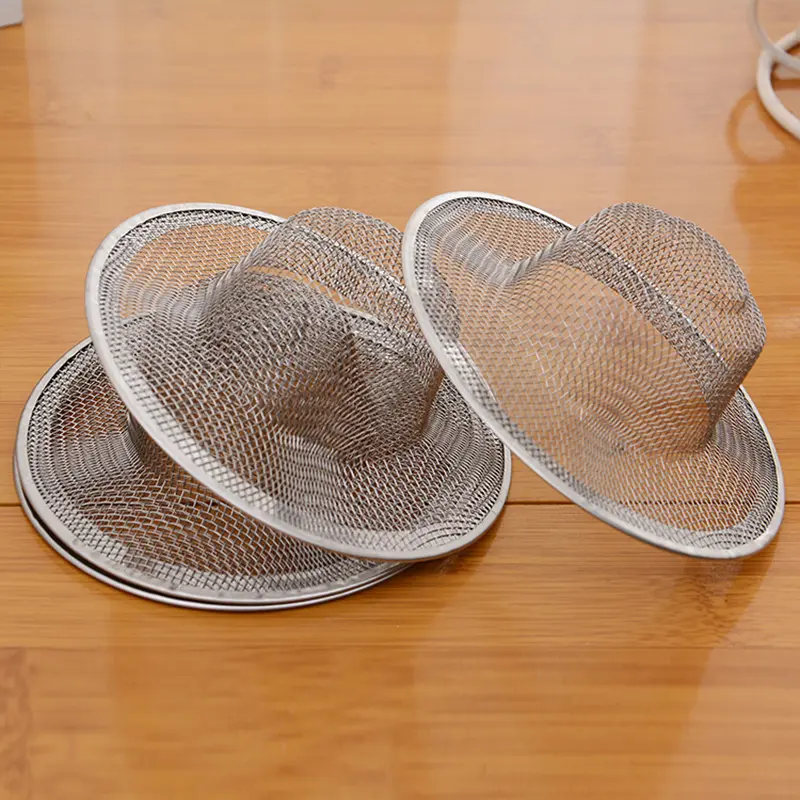 (COD) Kitchen Drain 5/7/9/11cm Stainless Steel Leftover Residue Filter Mesh Straw Hat Floor Drain