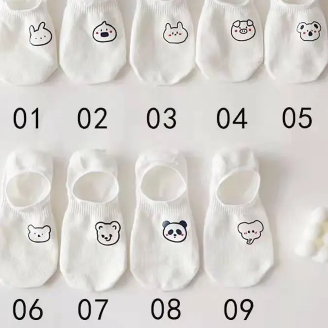 Tất trắng cổ thấp, vớ lười cotton trắng hình động vật dễ thương phong cách Hàn Quốc cho nữ LinLin’s Room 8