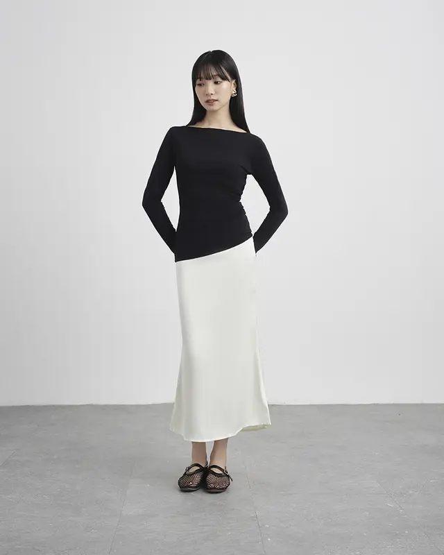 SOEUR ÁO THUN LỆCH VAI NHÚN EO - BLACKA MULTI TOP 3
