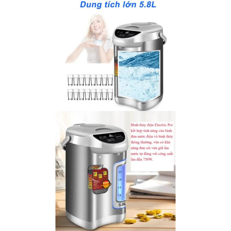 Bình thủy điện KAW, bình thủy điện đun nước,công suất 750W dung tích 5.8L, tiết kiệm điện, an toàn khi sử dụng