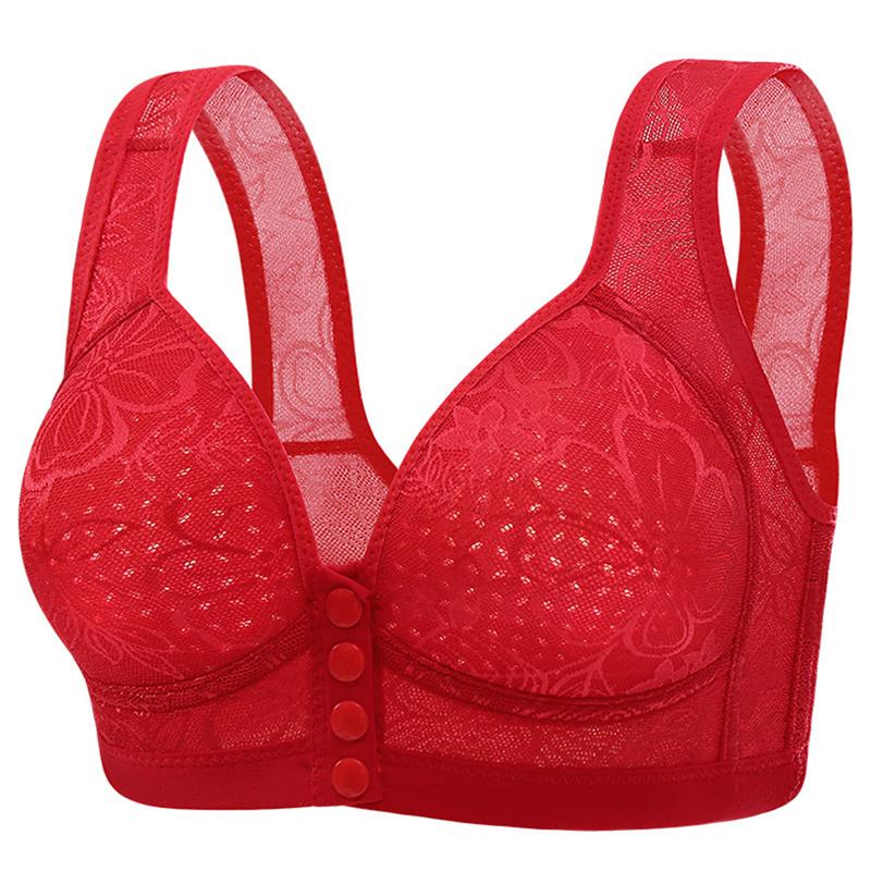 Product Introduction of New Large Size Beautiful Back Breathable Gather Sweat-absorbent No Steel Ring Front Buckle Side Breast Mother Bra 28