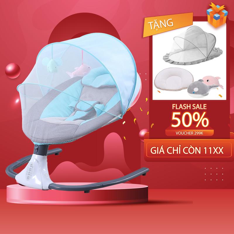 Nôi Điện Cho Em Bé, Tự Động Đu Đưa - Võng Điện - Cũi Điện Cho Bé - Có Kết Nối Bluetooth Điều Khiển, Phát Nhạc