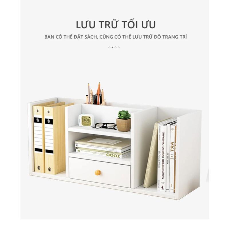 Kệ Sách Gỗ Chữ U 8 Ngăn và Kệ Sách Gỗ Để Bàn 1 Ngăn Kéo HD-017 (48 X 30 X 17cm) 8