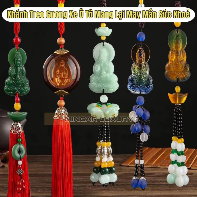 Nhiều Mẫu Khánh Treo Ô TÔ Phong Thủy Khánh Quan Âm,Di Lặc,Đồng Xu,Ngọc Bội Trang Trí Gương Xe