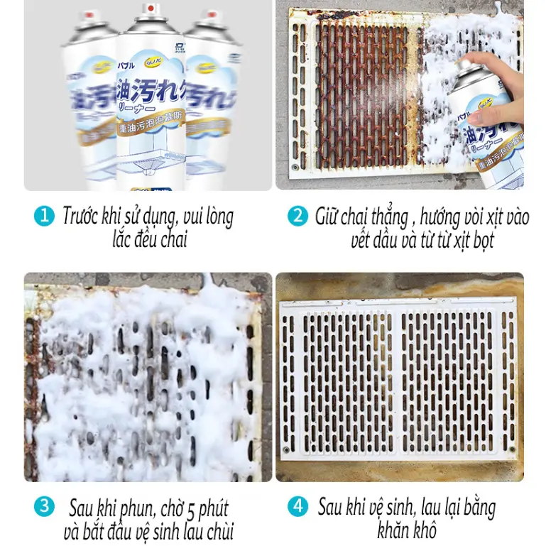 Xịt tẩy dầu mỡ, vệ sinh bếp đa năng, làm sạch cả vết cặn dầu mỡ bám lâu ngày nhanh chóng hiệu quả 6