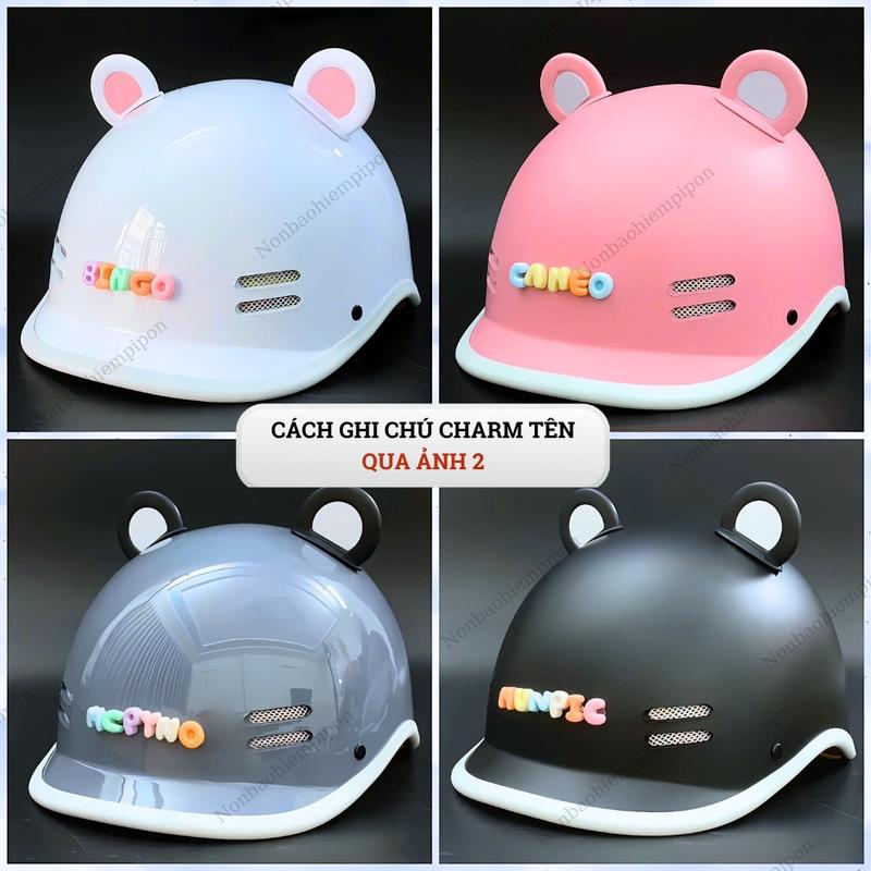 NÓN BẢO HIỂM ĐẠT CHUẨN ĐI XE MÁY - CÓ TEM KIỂM ĐỊNH . Nón bảo hiểm nửa đầu dáng Cá Heo màu trơn và Phụ Kiện Tai Gấu, Charm Chữ siêu hot. Mũ bảo hiểm BH 12 tháng