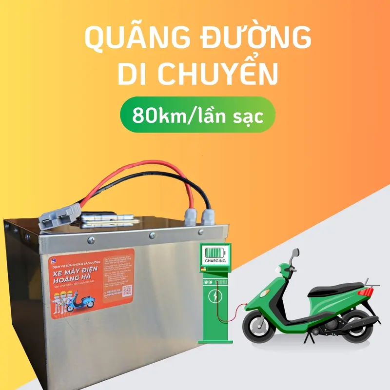 Pin xe máy điện Hoàng Hà dung lượng 60V-30Ah dùng cho xe máy điện chạy 5 bình 1
