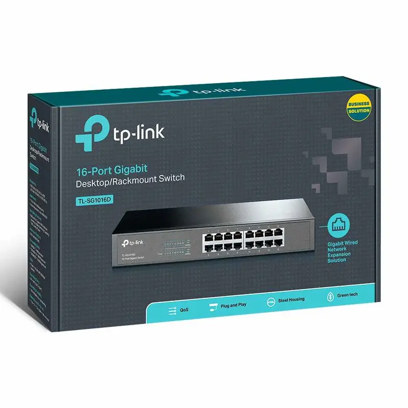 TP-Link TL-SG1016D Gigabit Switch 16 Port 13-inch Rack-mountable Steel Case 0