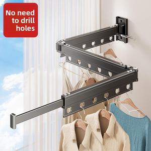 Invisible Folding Clothes Rack for Balcony, Wall-Mounted Indoor Window Balcony Clothes Rod, No-Drill Quilt Drying Magic Tool