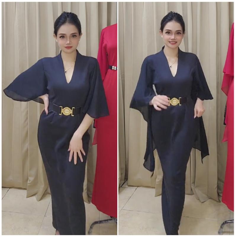 LooWear Bodycon Long Dress Butik Wanita Kondangan Casual Formal Vintage Premium Bangkok Terbaru Scuba Lembut Nyaman Panjang Simple 1